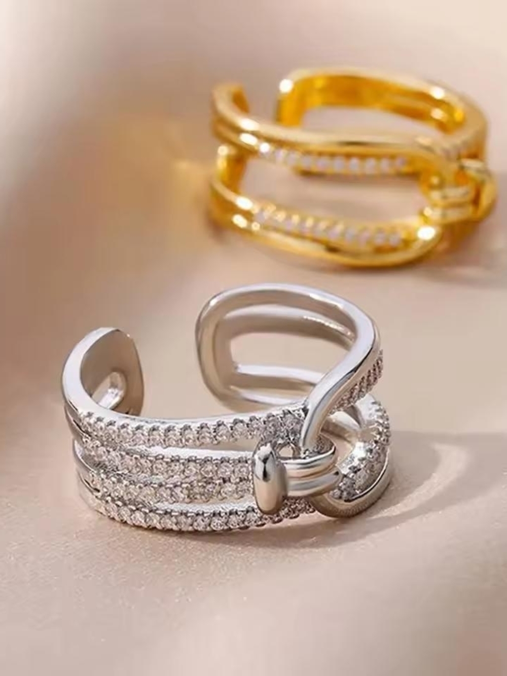 Silver Pave Knot Open Band Ring - Picture 6 of 6